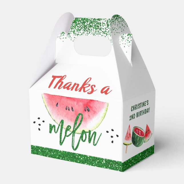Thanks a Melon Sweet Watermelon Birthday Thank You Favour Box (Back Side)