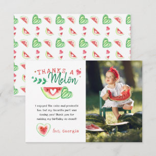 Thanks A Melon   Watermelon Birthday Thank You Card