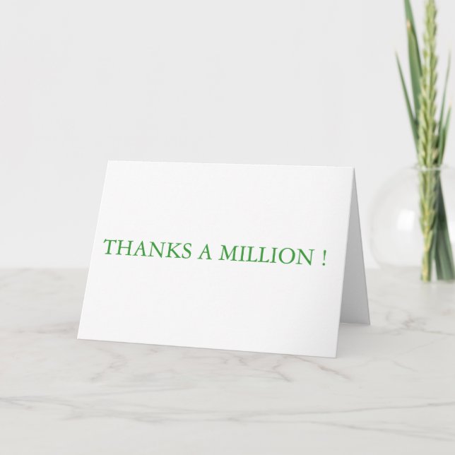 Thanks A Million Thank You Card (Front)