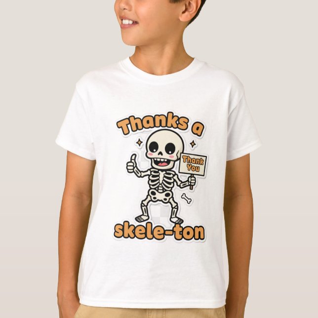Thanks a Skele-tonne  | Funny Skeleton Hallowin T-Shirt (Front)