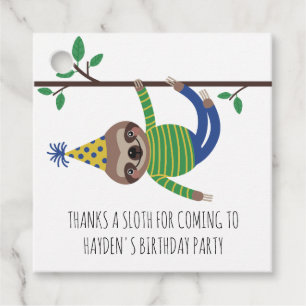 Thanks A Sloth Kids Birthday Party Favour Tags