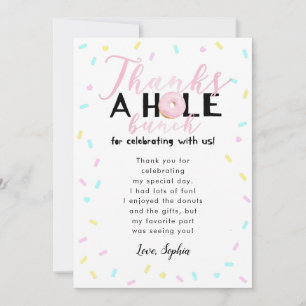 Thanks A Whole Bunch Doughnut Theme Birthday Party Thank You Card