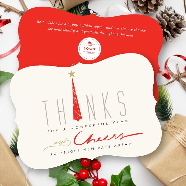 Thanks And Cheers Tall Tree Corporate Business Hol Holiday Card (Creator Uploaded)