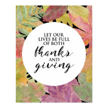 Thanks and Giving - Leaves Typography - Poster