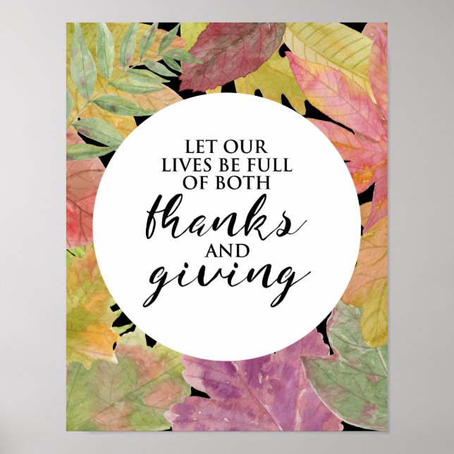 Thanks and Giving - Leaves Typography - Poster (Front)