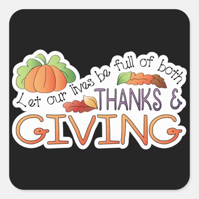 Thanks and giving Thanksgiving words sticker (Front)