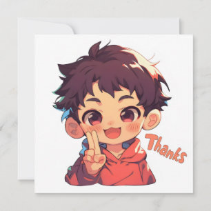 Thanks Anime Boy Holiday Card