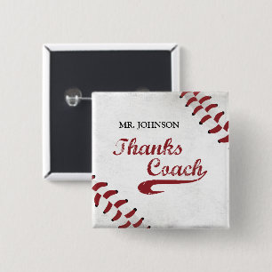 Thanks Baseball Coach Large Grunge Baseball 15 Cm Square Badge