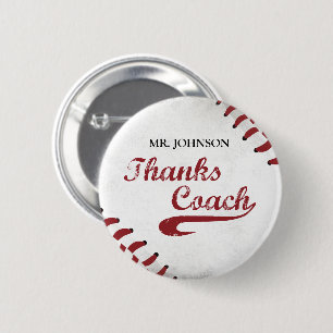 Thanks Baseball Coach Large Grunge Baseball 6 Cm Round Badge