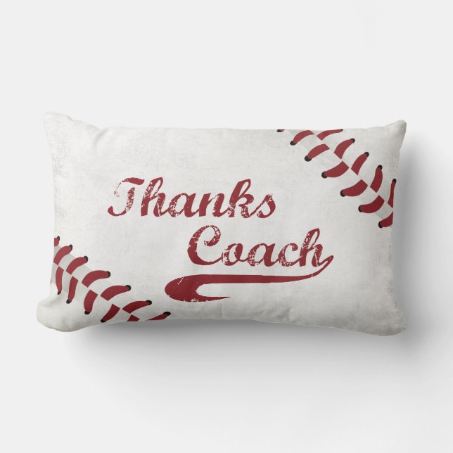 Thanks Baseball Coach Large Grunge Baseball Lumbar Cushion (Front)