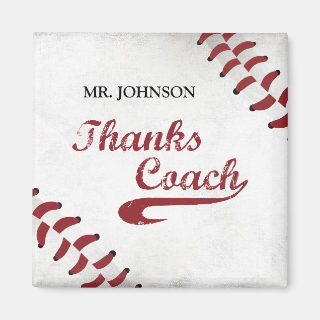 Thanks Baseball Coach Large Grunge Baseball Magnet (Front)