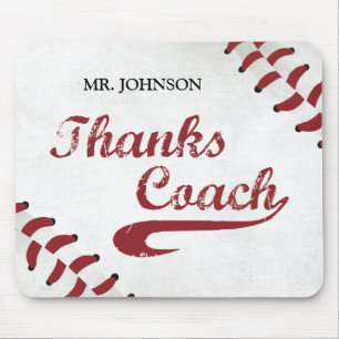 Thanks Baseball Coach Large Grunge Baseball Mouse Mat