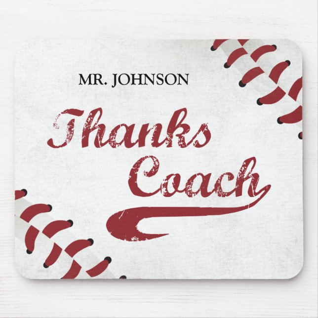 Thanks Baseball Coach Large Grunge Baseball Mouse Mat (Front)