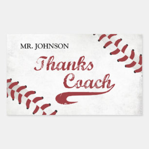 Thanks Baseball Coach Large Grunge Baseball Rectangular Sticker