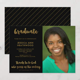 Thanks Be to God Christian Photo Graduation Party Invitation