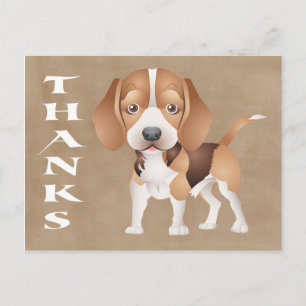 Thanks Beagle Puppy Dog Distressed Brown Post Card