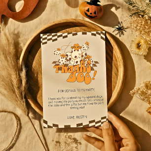 Thanks Boo Cowboy Halloween Chequered Pattern Thank You Card