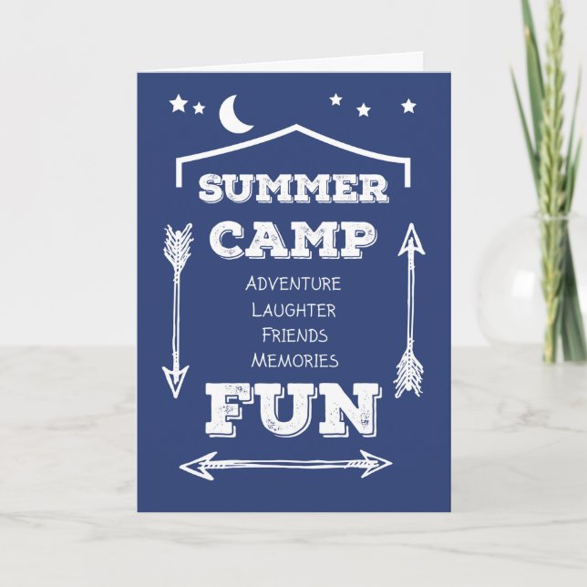 Thanks Camp Counselor Fun Navy Blue, White Arrows Thank You Card (Front)