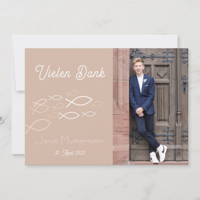 thanks card Communion / Confirmation Fischschwarm (Front)