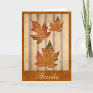 "Thanks" card with fall leaves
