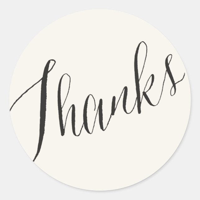 Thanks Classic Script Greek Key Geometric Wedding Round Sticker (Front)