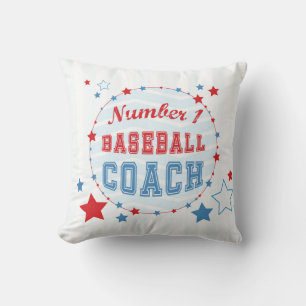 Thanks Coach All-Stars Baseball, Red, Blue Stripes Cushion