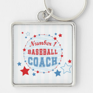Thanks Coach All-Stars Baseball, Red, Blue Stripes Key Ring