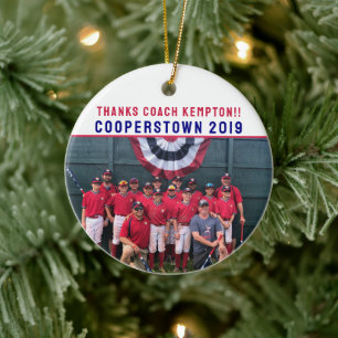 Thanks Coach Cooperstown Team Photo Custom Ceramic Tree Decoration