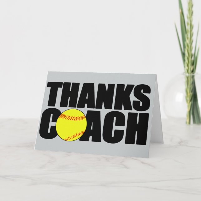 Thanks Coach Custom Softball Coach Greeting Card (Front)