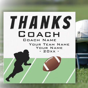 Thanks Coach Football Player Extra Size Thank You Card