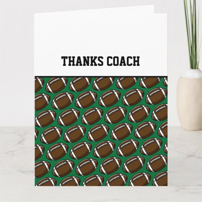 THANKS COACH Football Team Sports Green Brown Fun Card (Front)