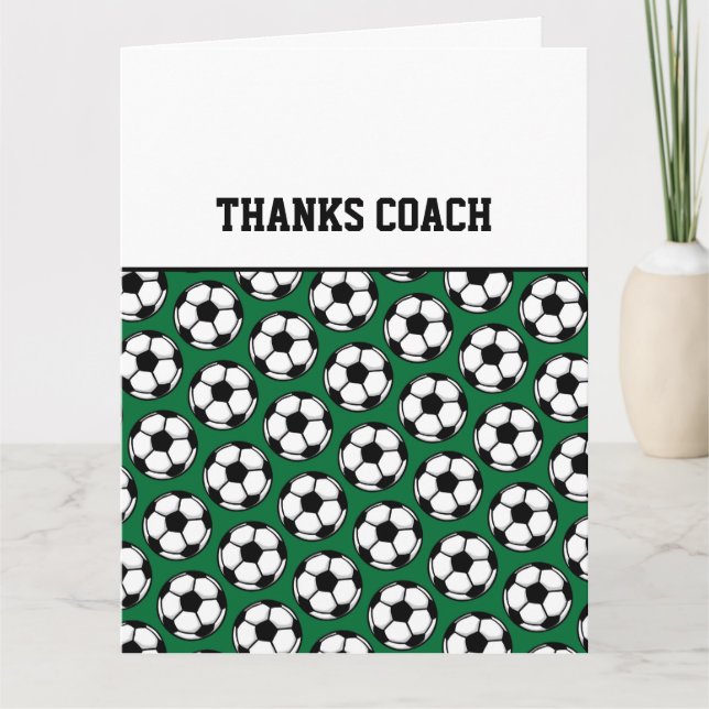 THANKS COACH Soccer Balls Green Black White Card (Front)