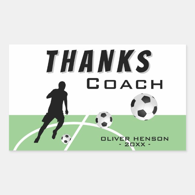 Thanks Coach Soccer Player Thank you Rectangular Sticker (Front)