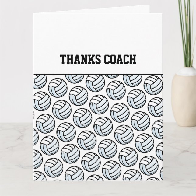 THANKS COACH Volleyball Team Sports White Black Card (Front)
