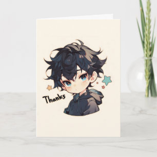 Thanks Cool Anime Boy Holiday Card