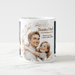 Thanks Dad – Golden Swirls & Love Jumbo Father’s Large Coffee Mug