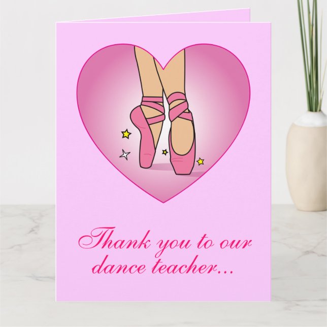 Thanks Dance Teacher Shoes in Heart from Group Thank You Card (Front)