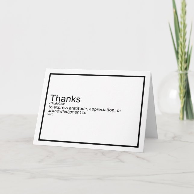 Thanks Definition Card (Front)