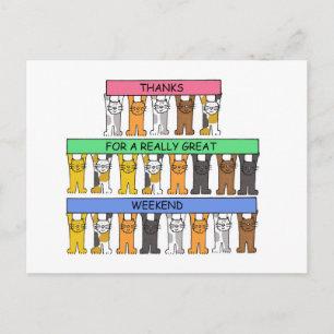 Thanks for a Great Weekend Cartoon Cats Postcard