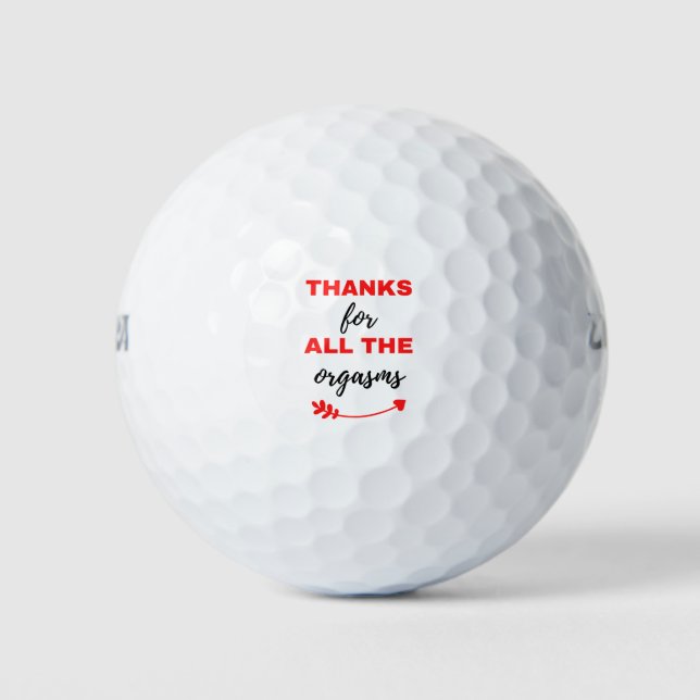 Thanks For All The Orgasms Black Golf Balls (Front)