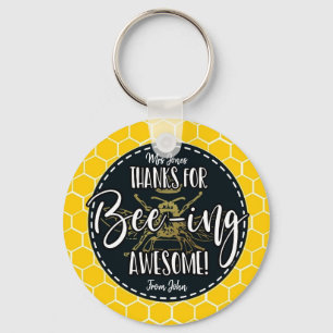thanks for bee-ing awesome Teacher gift, Button Key Ring