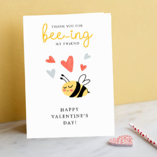 Thanks For Beeing My Friend Bee Pun Kids Valentine Holiday Card