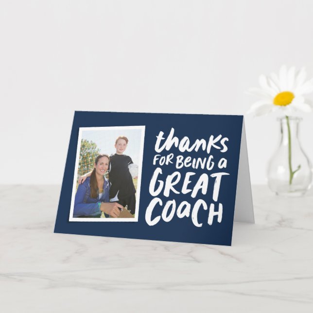 Thanks for being a great coach one photo thank you card (Small Plant)
