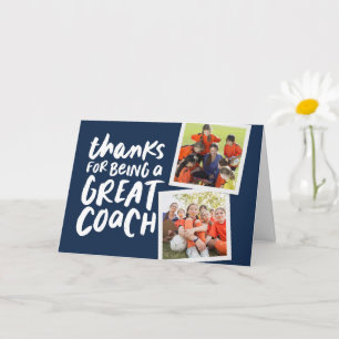 Thanks for being a great coach two photo thank you card