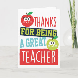 Thanks for Being a Great Teacher Card