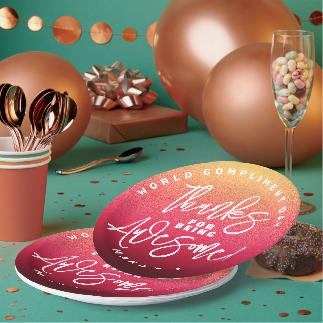 Thanks for Being Awesome! World Compliment Day Paper Plate (Multi)