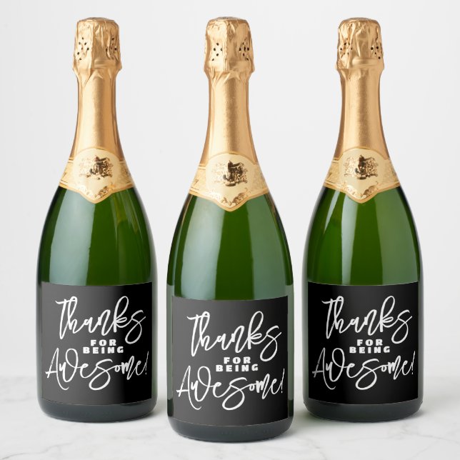 Thanks for Being Awesome! World Compliment Day Sparkling Wine Label (Bottles)