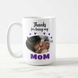 Thanks for Being My Mom - Custom 2 Photo Collage Coffee Mug