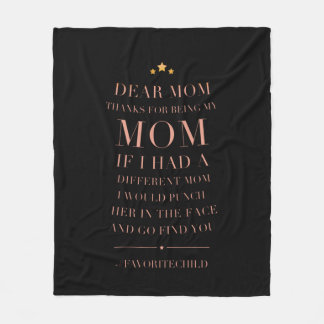 Thanks for being my mom funny mothers day present fleece blanket