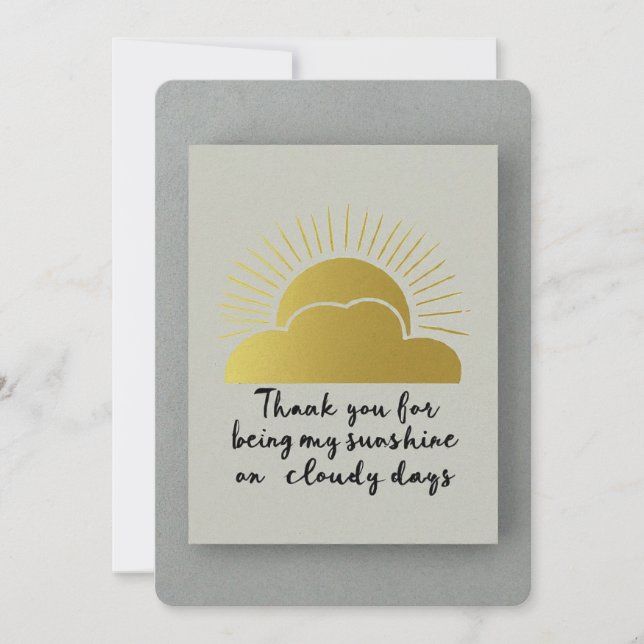 Thanks for being supportive on cloudy days thank you card (Front)